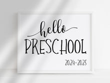 Hello Preschool Sign, First Day Of Preschool, PRINTABLE, Instant Download