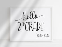 Hello 2nd Grade Sign, First Day Of 2nd Grade, PRINTABLE, Instant Download