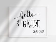 Hello 8th Grade Sign, First Day Of 8th Grade, PRINTABLE, Instant Download