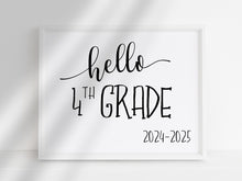 Hello 4th Grade Sign, First Day Of 4th Grade, PRINTABLE, Instant Download