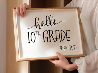 Hello 10th Grade Sign, First Day Of 10th Grade, PRINTABLE, Instant Download