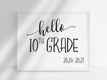 Hello 10th Grade Sign, First Day Of 10th Grade, PRINTABLE, Instant Download