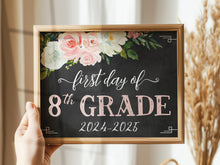 Floral First Day Of 8th Grade Sign PRINTABLE Eighth Girl Chalkboard Back To School Sign Photo Prop