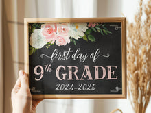 Floral First Day Of 9th Grade Sign PRINTABLE Girl Chalkboard Back To School Sign Photo Prop