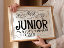 First Day Of Junior Year Sign Class Of 2026 11th Grade Sign PRINTABLE Back To School