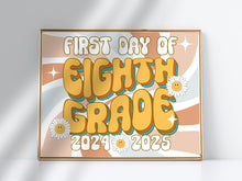 Retro First Day Of 8th Grade Sign Groovy, PRINTABLE Eighth Grade Back To School Sign, First Day Of School Sign