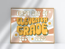 Retro First Day Of 11th Grade Sign Groovy PRINTABLE Eleventh Grade Back To School Sign, First Day Of School Sign