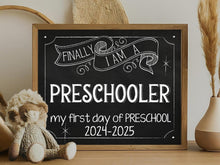 First Day Of Preschool Sign Chalkboard Printable Back To School Sign