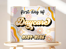 PRINTABLE First Day Of Daycare Sign Retro School Sign