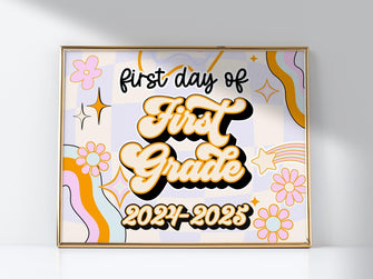 PRINTABLE First Day Of First Grade Sign Retro 1st Grade School Sign