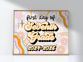 PRINTABLE First Day Of 7th Grade Sign Retro Seventh Grade School Sign