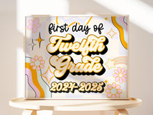 PRINTABLE First Day Of 12th Grade Sign Retro Twelfth Grade School Sign