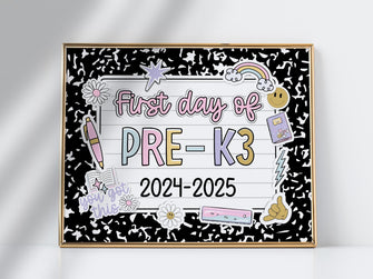 First Day Of Pre-K3 Sign Pastel PRINTABLE, First Day Of School Sign For Girl 1st Day Photo Prop