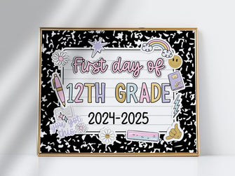 First Day Of 12th Grade Sign Pastel PRINTABLE, First Day Of Senior Year, First Day Of School Sign For Girl 1st Day Photo Prop