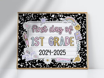 First Day Of First Grade Sign Pastel PRINTABLE, First Day Of 1st Grade, First Day Of School Sign For Girl 1st Day Photo Prop