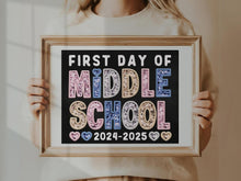 First Day Of Middle School PRINTABLE Sign Chalkboard Back To School Sign Photo Prop Instant Download