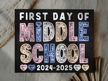 First Day Of Middle School PRINTABLE Sign Chalkboard Back To School Sign Photo Prop Instant Download