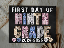 First Day Of 9th Grade PRINTABLE Sign Chalkboard Ninth Grade Back To School Sign Photo Prop Instant Download