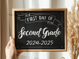 First Day Of Second Grade Sign Printable 2nd Grade Sign School Chalkboard 2024