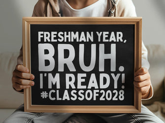 First Day Of Freshman Year Sign Bruh PRINTABLE Class Of 2028 Chalkboard Back To School Sign 1st Day Photo Props