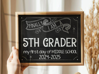 First Day Of Fifth Grade Sign Middle School 5th Grade Sign Chalkboard Printable Back To