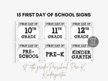 15 First Day Of School Signs BUNDLE PRINTABLE 1st-12th Grade, Preschool, Pre-K, Kindergarten, Instant Download, Photo Prop School Sign, 8x10