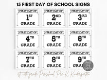 15 First Day Of School Signs BUNDLE PRINTABLE 1st-12th Grade, Preschool, Pre-K, Kindergarten, Instant Download, Photo Prop School Sign, 8x10