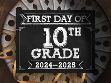 First Day Of 10th Grade Sign PRINTABLE Tenth Grade School Sign 1st Chalkboard Class Of 2027