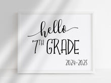 Hello 7th Grade Sign, First Day Of 7th Grade, PRINTABLE, Instant Download