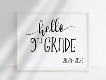 Hello 9th Grade Sign, First Day Of 9th Grade, PRINTABLE, Instant Download