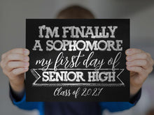 First Day Of Senior High Sophomore Year Sign, 10th Grade Sign, PRINTABLE Tenth Grade, Class Of 2027 Chalkboard