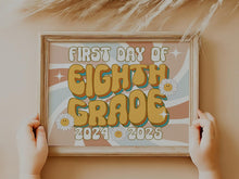 Retro First Day Of 8th Grade Sign Groovy, PRINTABLE Eighth Grade Back To School Sign, First Day Of School Sign