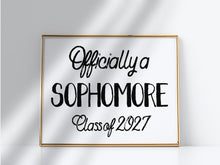 First Day Of Sophomore Year Sign PRINTABLE Class Of 2027, Officially A Sophomore, 10th Grade Sign