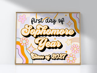 PRINTABLE First Day Of Sophomore Year Sign Retro Class Of 2027