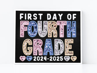 First Day Of 4th Grade PRINTABLE Sign Chalkboard Fourth Grade Back To School Sign Photo Prop Instant Download