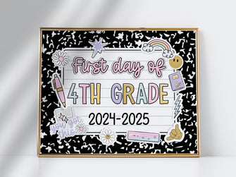 First Day Of Fourth Grade Sign Pastel PRINTABLE, First Day Of 4th Grade, First Day Of School Sign For Girl 1st Day Photo Prop