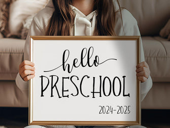 Hello Preschool Sign, First Day Of Preschool, PRINTABLE, Instant Download