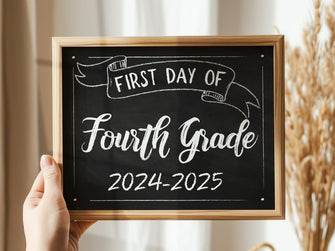 First Day Of Fourth Grade Sign 4th Grade Sign Printable School Chalkboard 2024