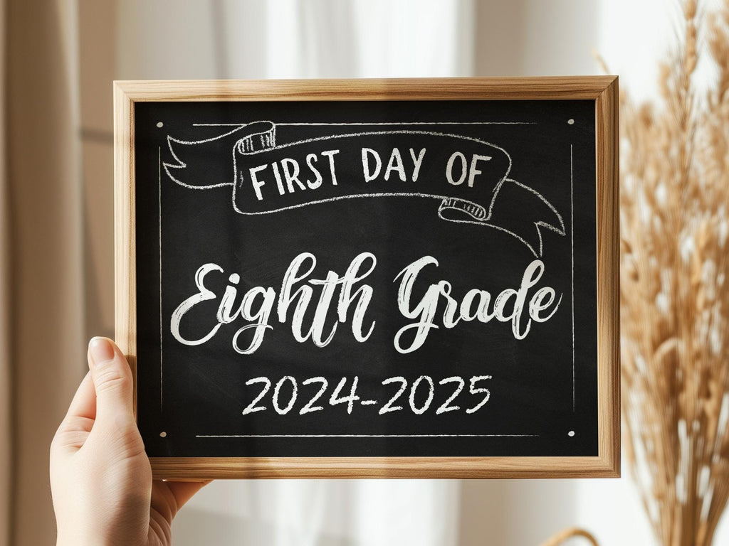 First Day Of Eighth Grade Sign Printable 8th Grade Sign School Chalkbo