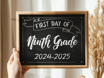 First Day Of Ninth Grade Sign Printable 9th Grade Sign School Chalkboard 2024 High School