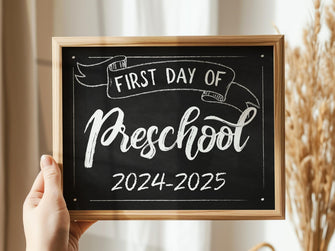 First Day Of Preschool Sign Printable Chalkboard 2024