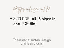 15 First Day Of School Signs BUNDLE PRINTABLE 1st-12th Grade, Preschool, Pre-K, Kindergarten, Instant Download, Photo Prop School Sign, 8x10