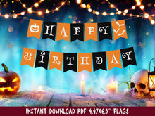 Halloween Happy Birthday Banner PRINTABLE Black Orange Letters