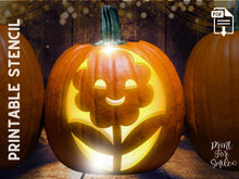 Cute Flower Pumpkin Carving Stencil Template Pattern Halloween PRINTABLE