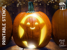 Cute Ghost Pumpkin Carving Stencil Template Pattern Halloween PRINTABLE