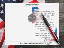 Veterans Day Thank You Note Card PRINTABLE Gift