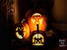 Cute Pumpkin Carving Stencil Set - Cat, Dog Owl Bat, Ghost, Dinosaur, Spider Flower Whale - PRINTABLE Halloween Templates Instant Download