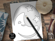 Cute Moon And Stars Pumpkin Carving Stencil Template Pattern Halloween PRINTABLE