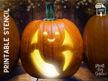 Cute Ghost Pumpkin Stencil Carving Template Pattern Halloween PRINTABLE
