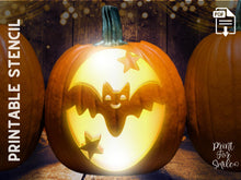 Cute Bat Pumpkin Carving Stencil Template Pattern Halloween PRINTABLE